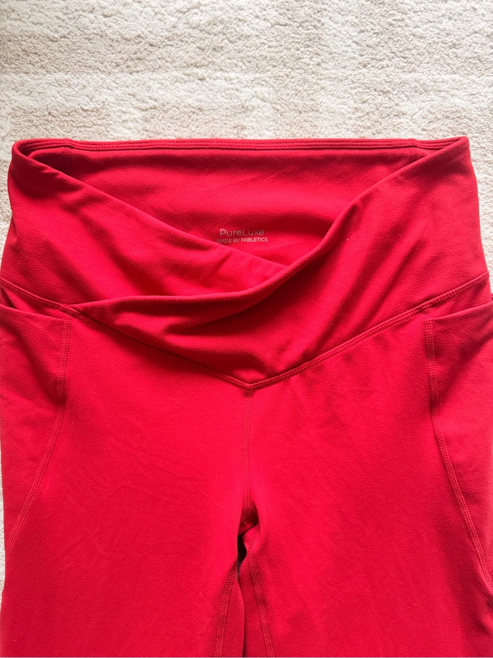 Fabletics PureLuxe High-Waist Fold-Over Leggings in Bright Red